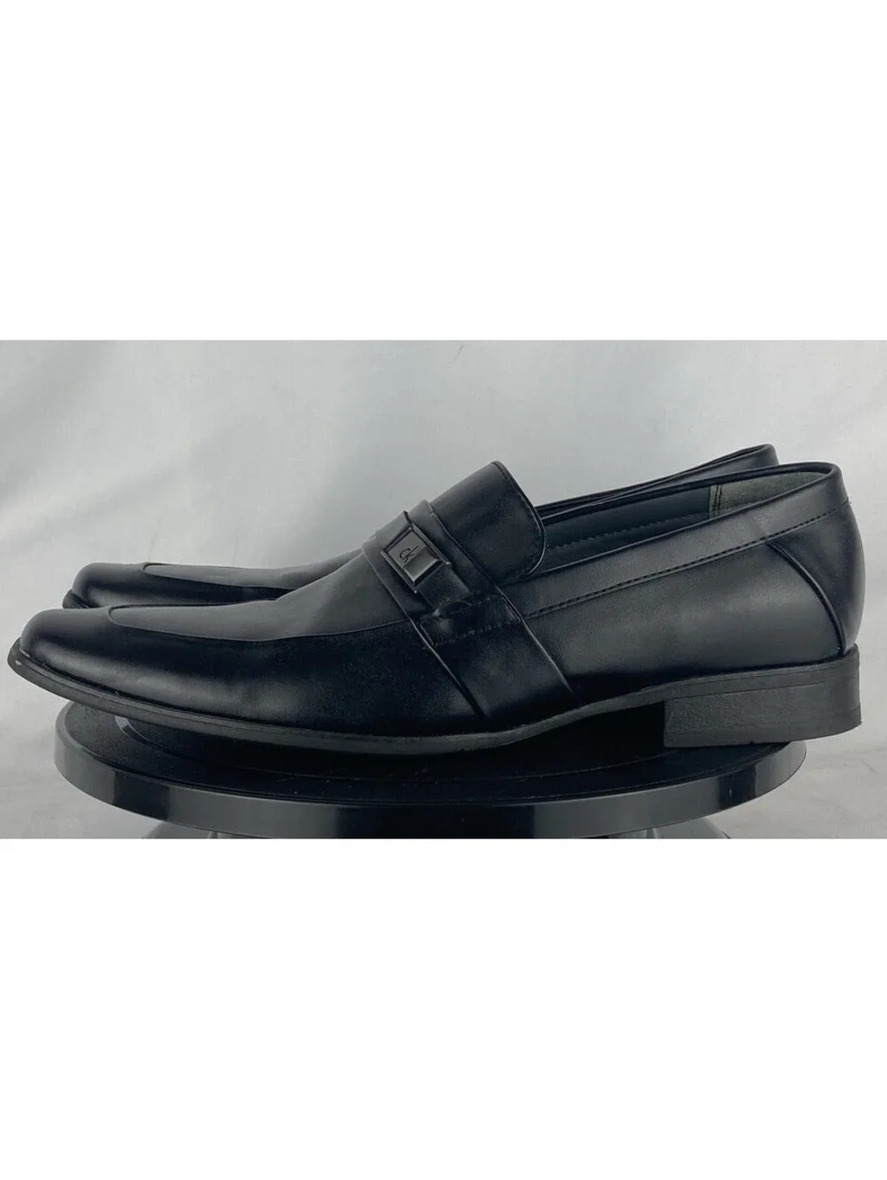 Men’s Size 8 Calvin Klein Brighton Black Leather Loafers Slip On Dress Shoes